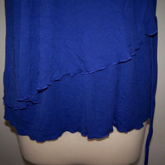 Lane Bryant Wrap Shirt Top Womens 26 28 Short Flutter Sleeves Stretch Soft Blue - Picture 4 of 12